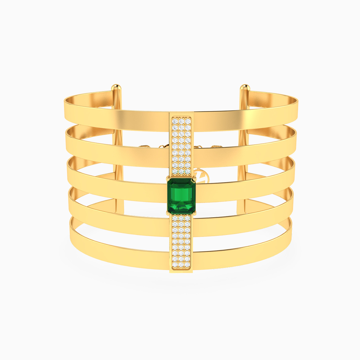 Square Green Stones Cuff Bracelet in 18K Gold Square Green Stones Cuff Bracelet in 18K Gold