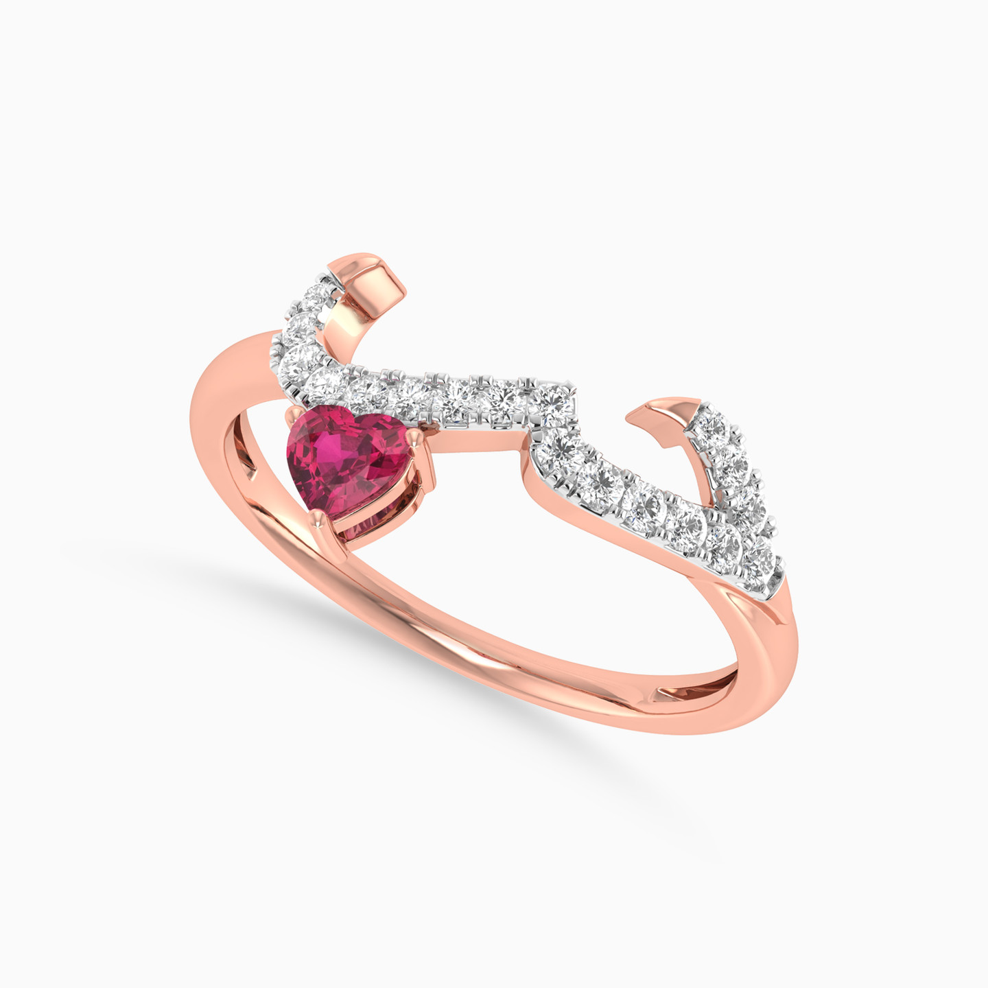 Hubb Diamond & Rose Stone Ring in 18K Gold - 2 Hubb Diamond & Rose Stone Ring in 18K Gold - 2