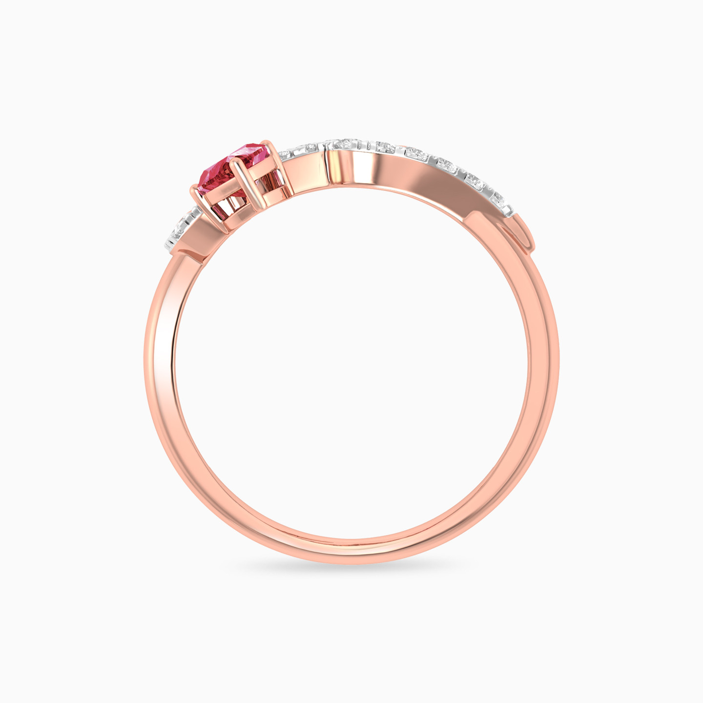 Hubb Diamond & Rose Stone Ring in 18K Gold - 3 Hubb Diamond & Rose Stone Ring in 18K Gold - 3