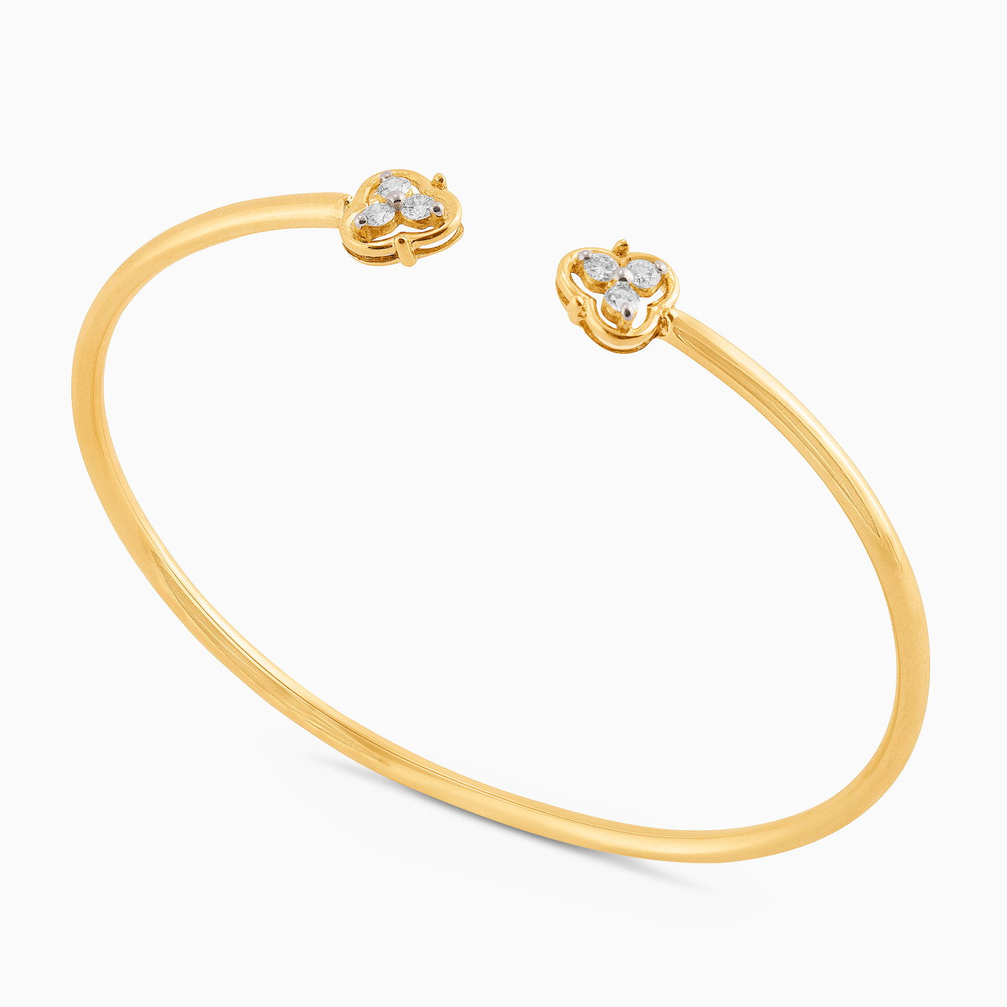 Flower Diamond Cuff Bracelet in 18K Gold - 4 Flower Diamond Cuff Bracelet in 18K Gold - 4