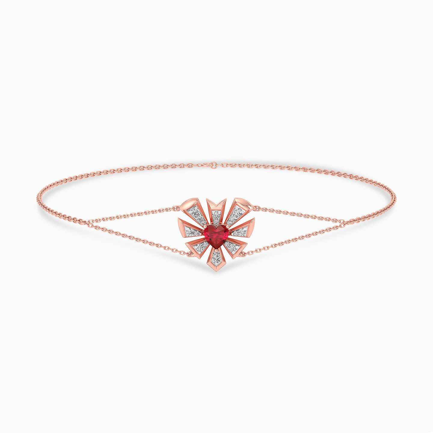Heart Diamond Chain Bracelet in 18K Gold - 2 Heart Diamond Chain Bracelet in 18K Gold - 2