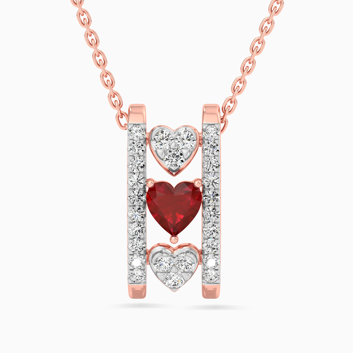 Heart Diamond & Colored Stones Pendant Necklace in 18K Gold