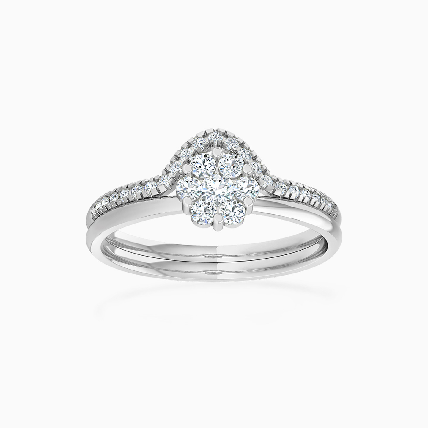 خاتم توينز ذهب زهرة عيار 18 قيراط مزين بالألماس خاتم توينز ذهب زهرة عيار 18 قيراط مزين بالألماس