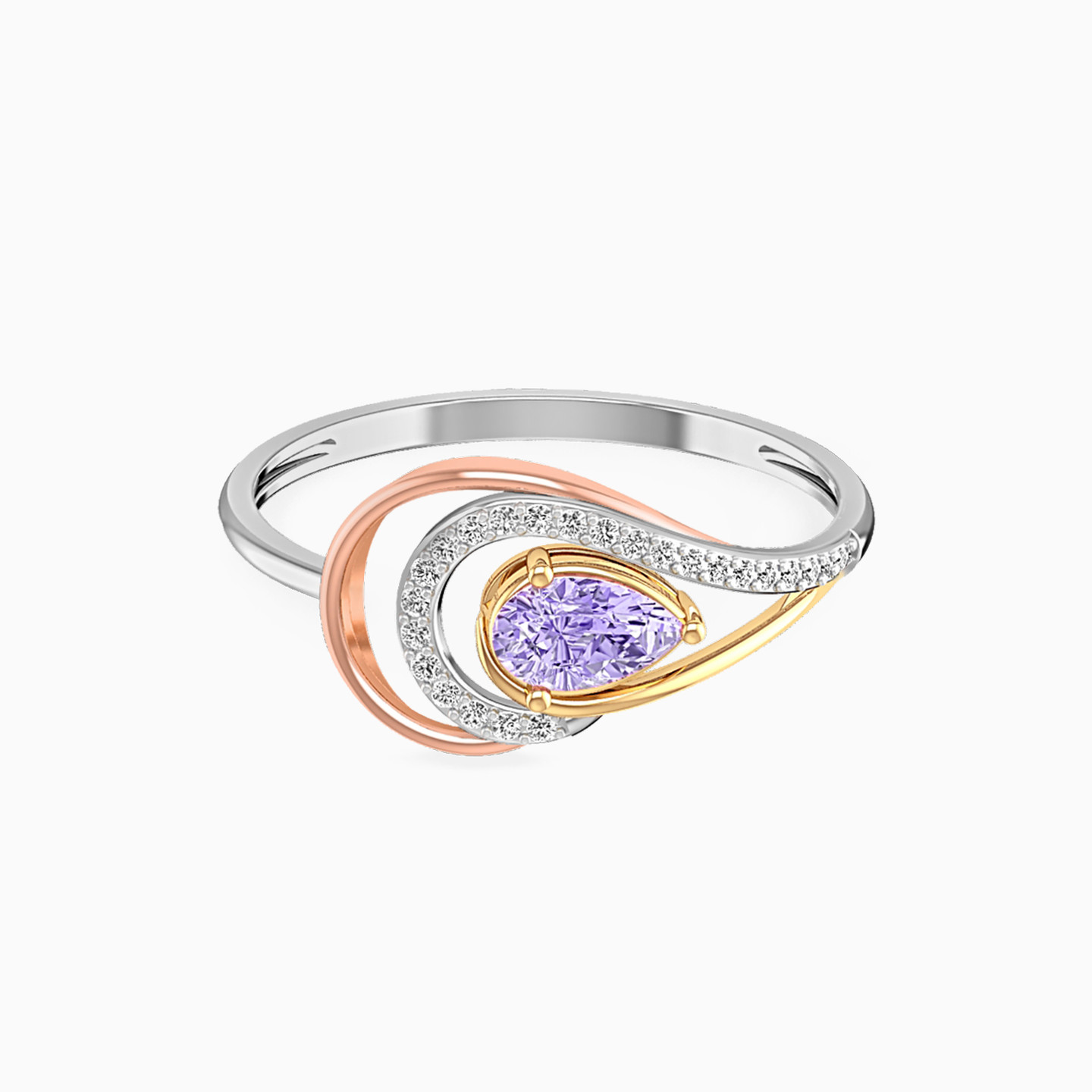 Pear Diamonds & Purple Stone Statement Ring in 18K Gold Pear Diamonds & Purple Stone Statement Ring in 18K Gold