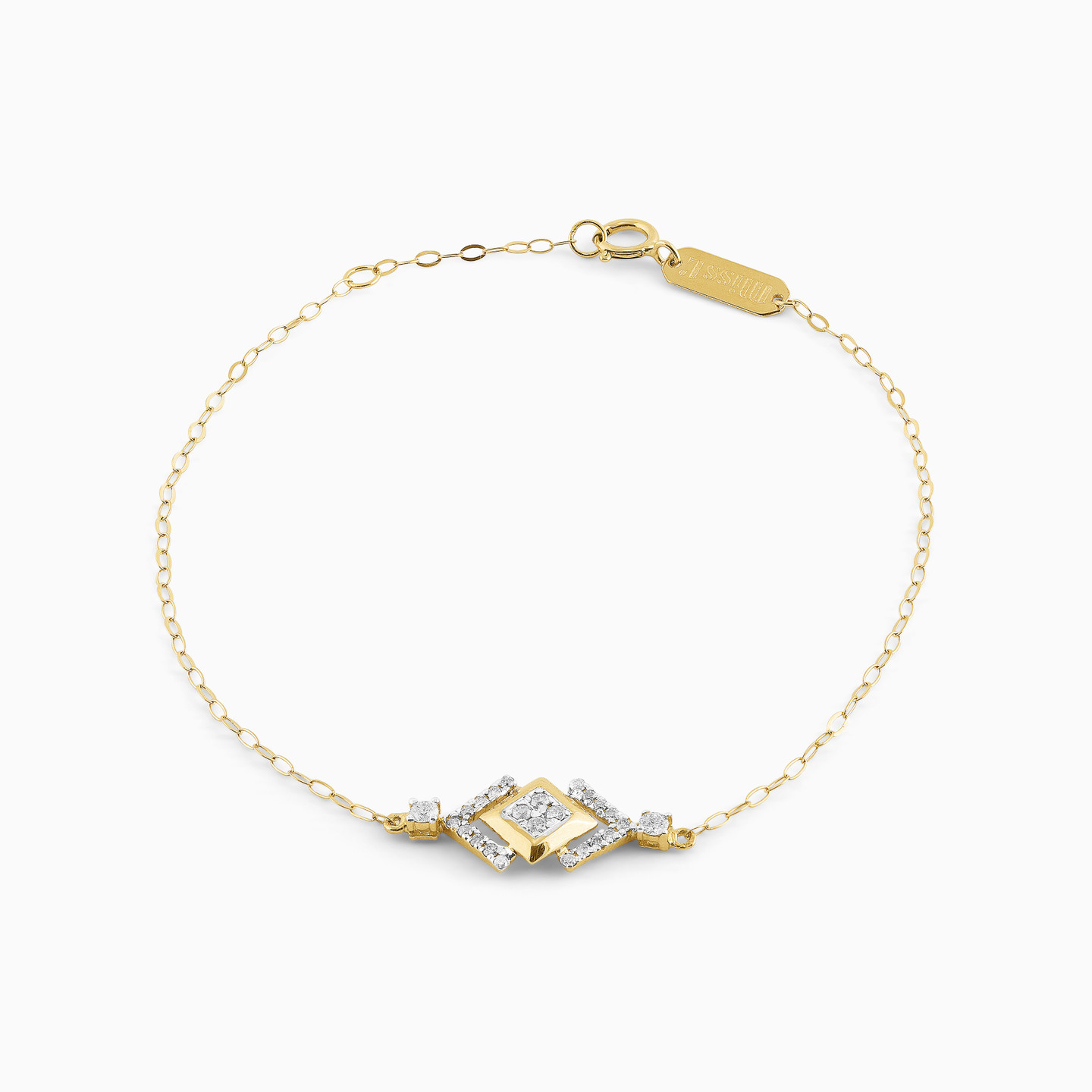 Square Diamond Chain Bracelet in 18K Gold - 2 Square Diamond Chain Bracelet in 18K Gold - 2