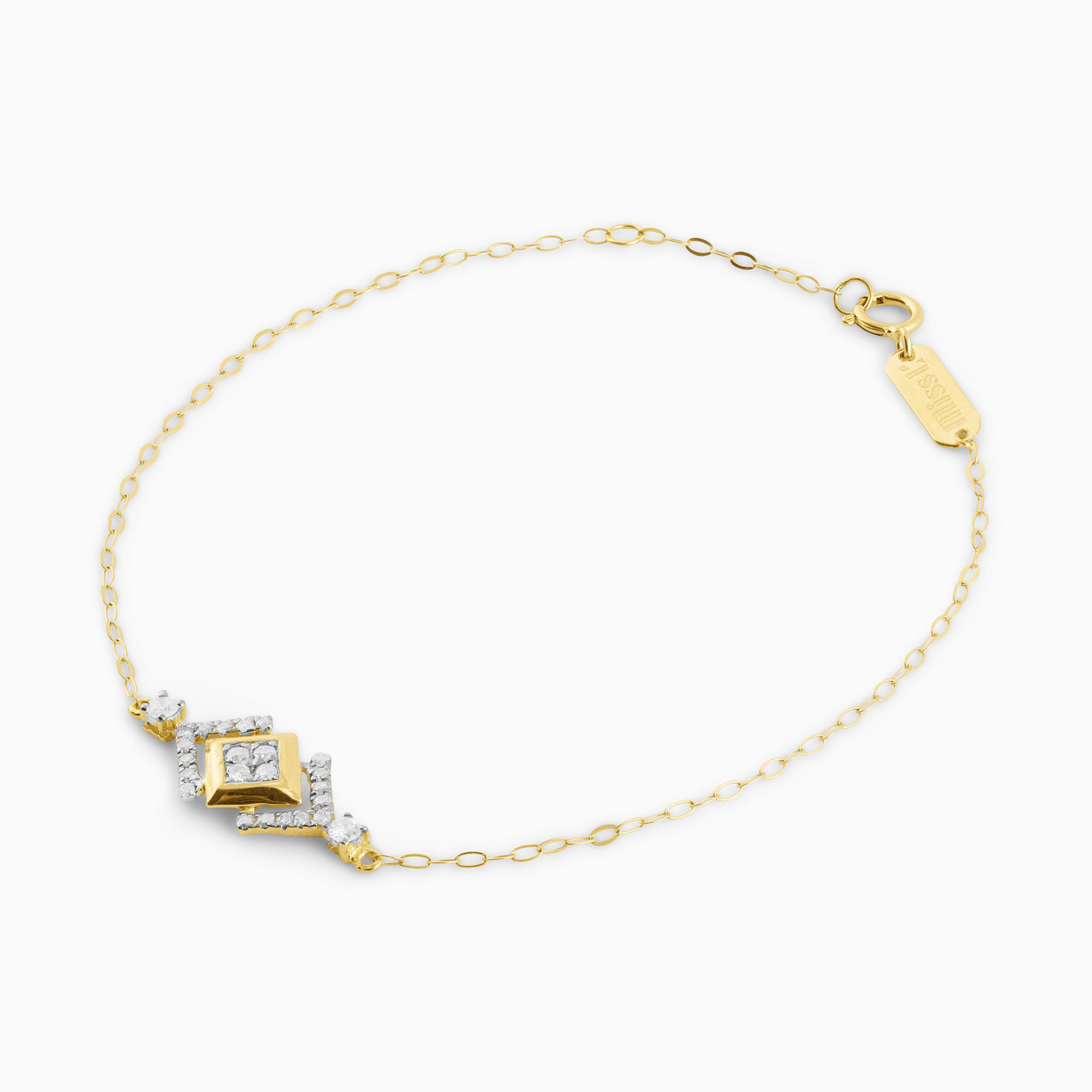 Square Diamond Chain Bracelet in 18K Gold - 3 Square Diamond Chain Bracelet in 18K Gold - 3