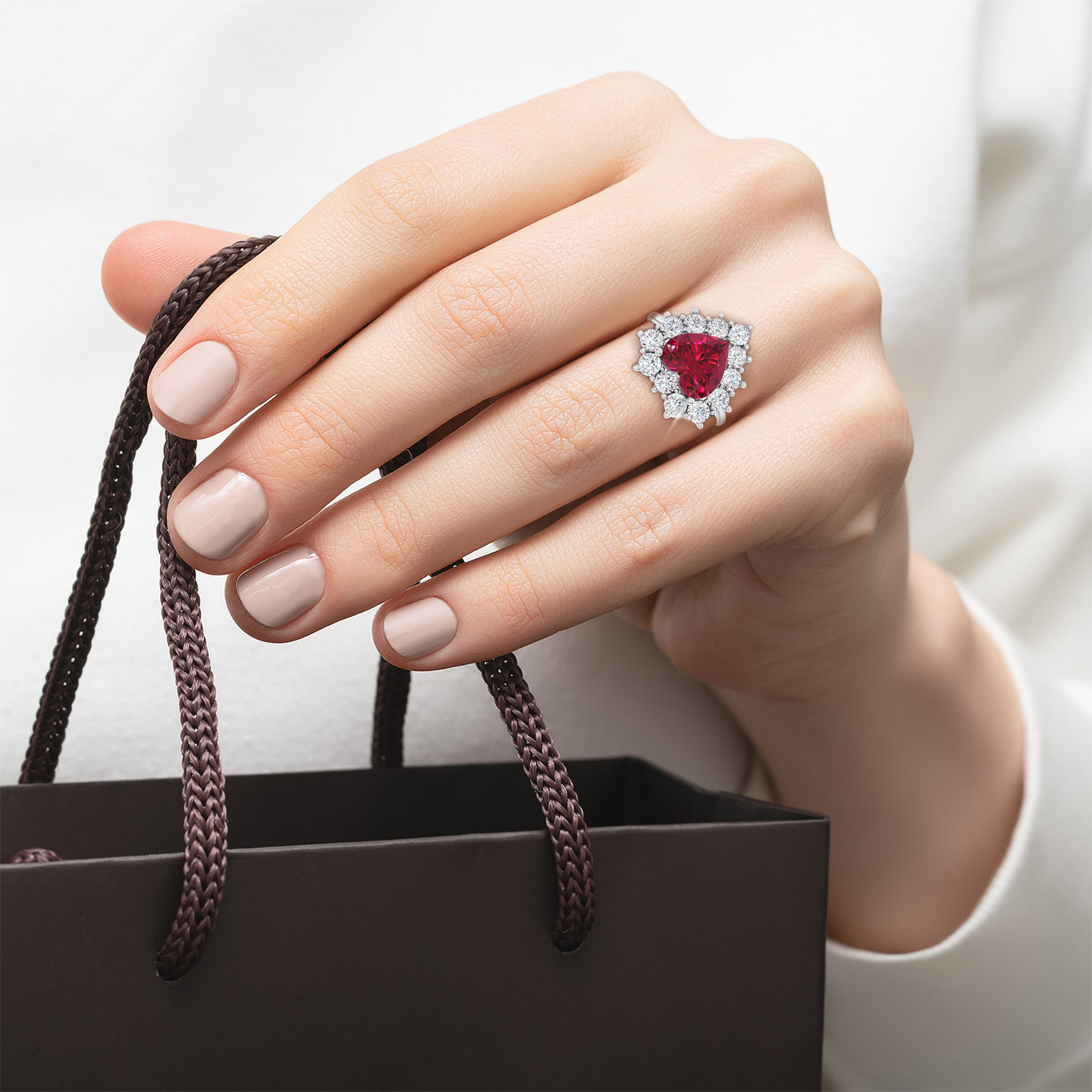 Heart Red Stone Statement Ring in 18K Gold - 3 Heart Red Stone Statement Ring in 18K Gold - 3