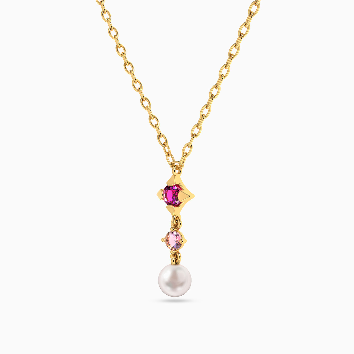 Round Colored Stones Necklace In 18K Gold - 2