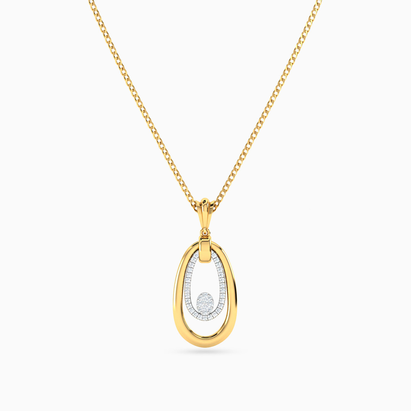 Pear Diamond Necklace in 18K Gold - 3 Pear Diamond Necklace in 18K Gold - 3