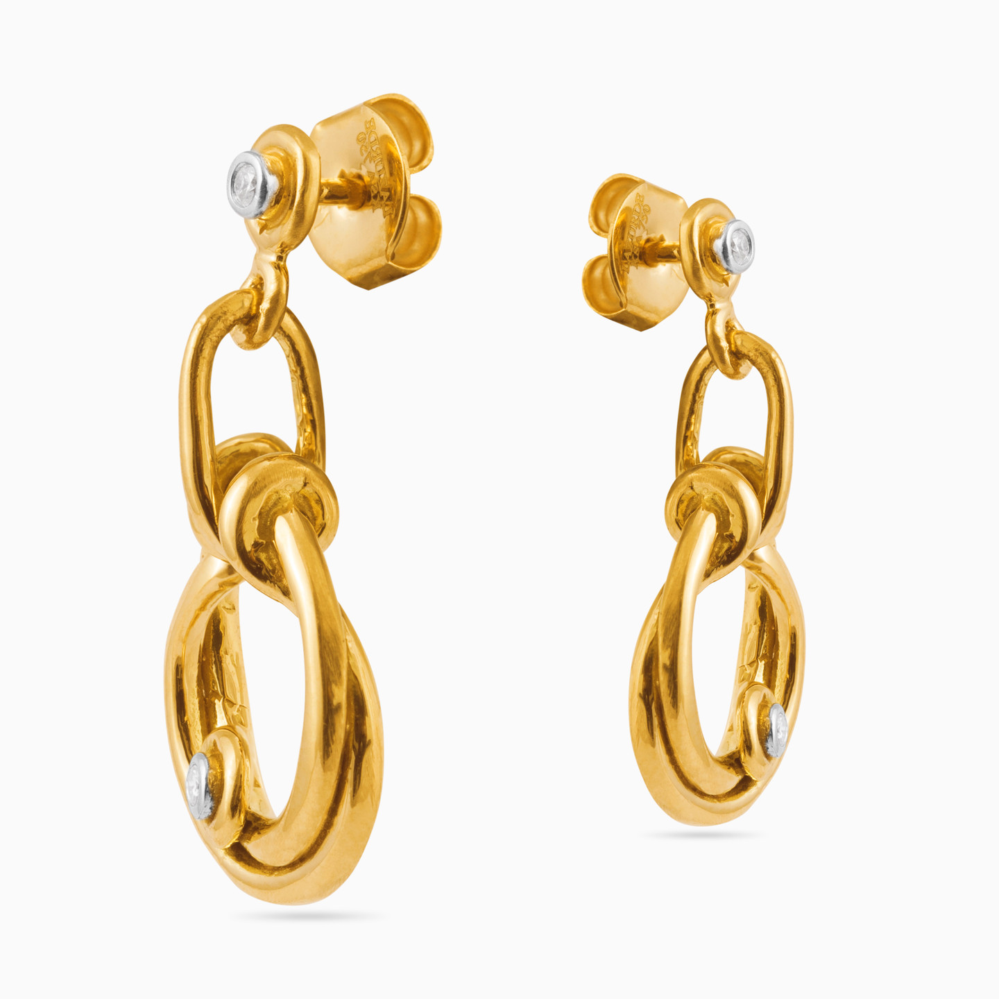 18K Gold Diamond Drop Earrings - 3