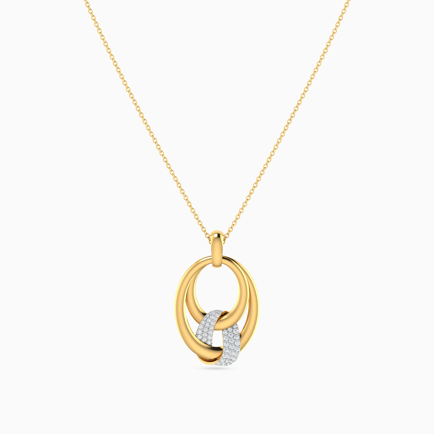 Oval Diamond Necklace in 18K Gold - 3 Oval Diamond Necklace in 18K Gold - 3