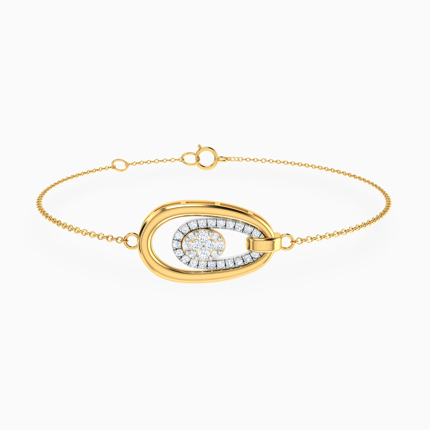 Oval Shaped Diamond Chain Bracelet in 18K Gold