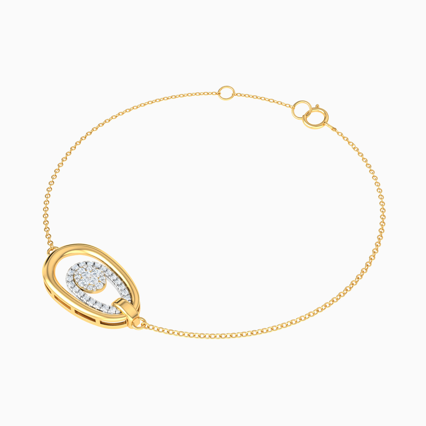 Oval Shaped Diamond Chain Bracelet in 18K Gold - 2