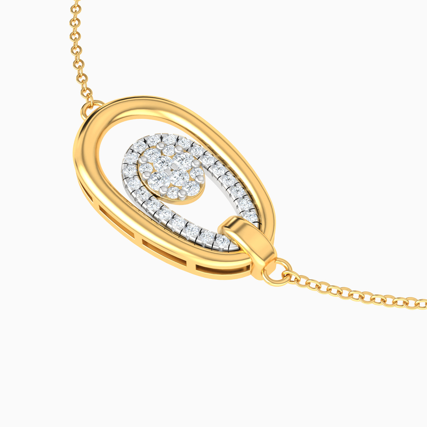 Oval Shaped Diamond Chain Bracelet in 18K Gold - 3