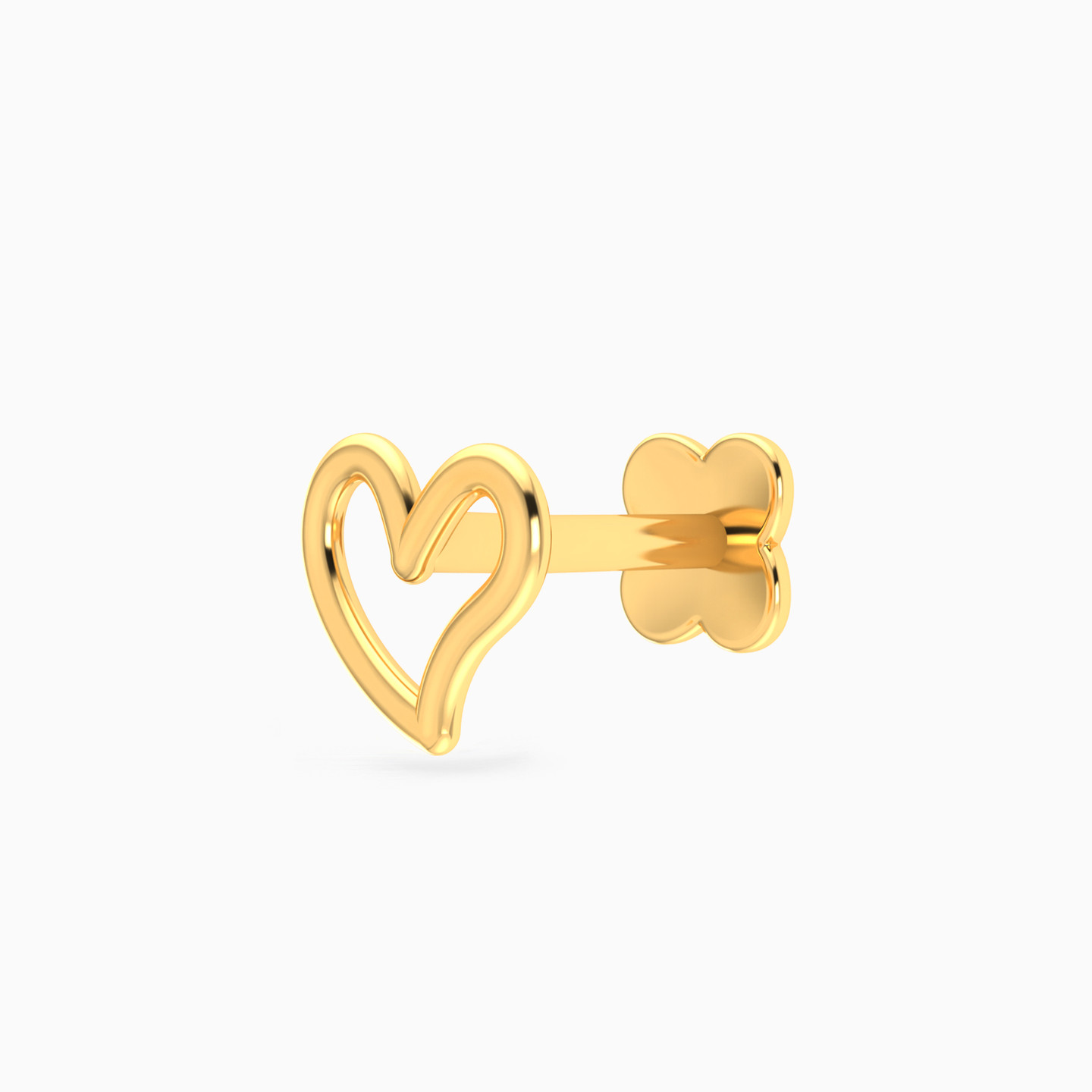 Heart Nose Pin Piercing in 18K Gold - 2 Heart Nose Pin Piercing in 18K Gold - 2