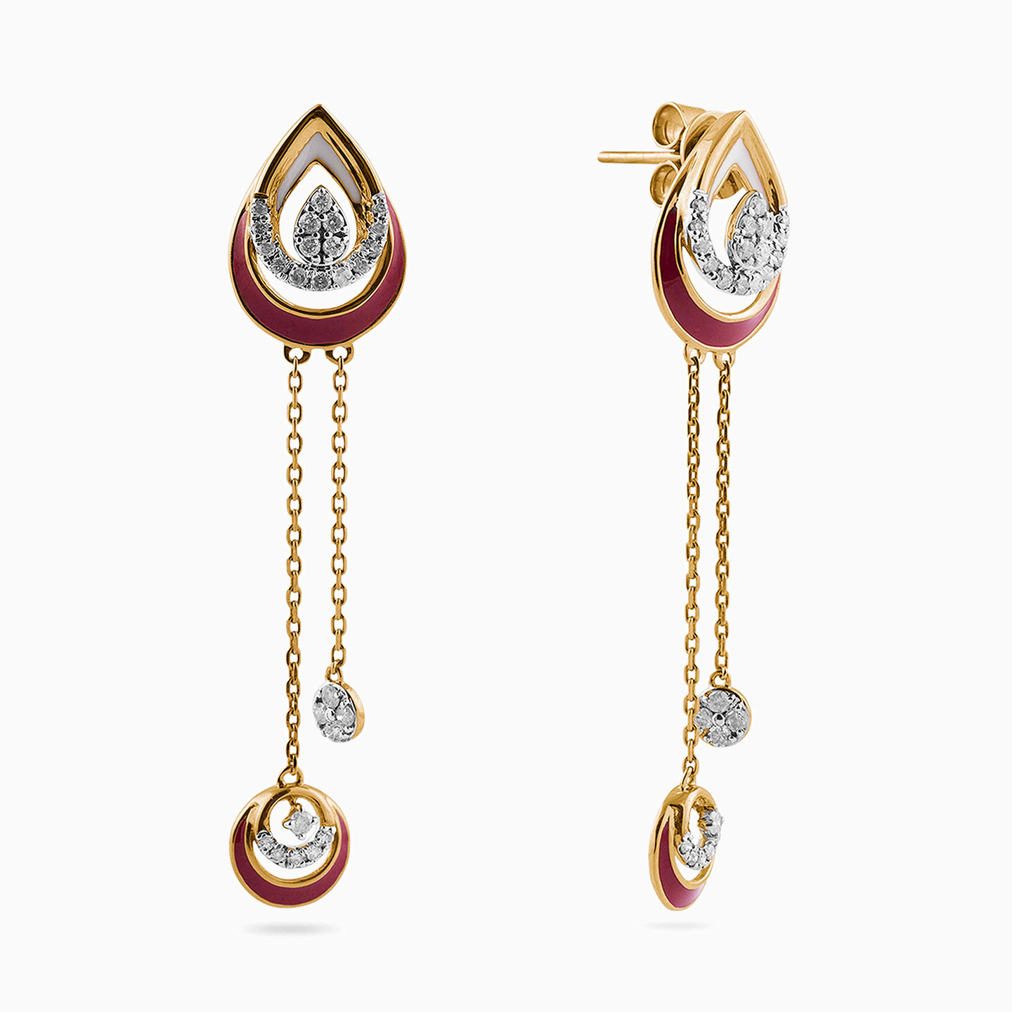 Pear Diamond Drop Earrings in 18K Gold - 2 Pear Diamond Drop Earrings in 18K Gold - 2