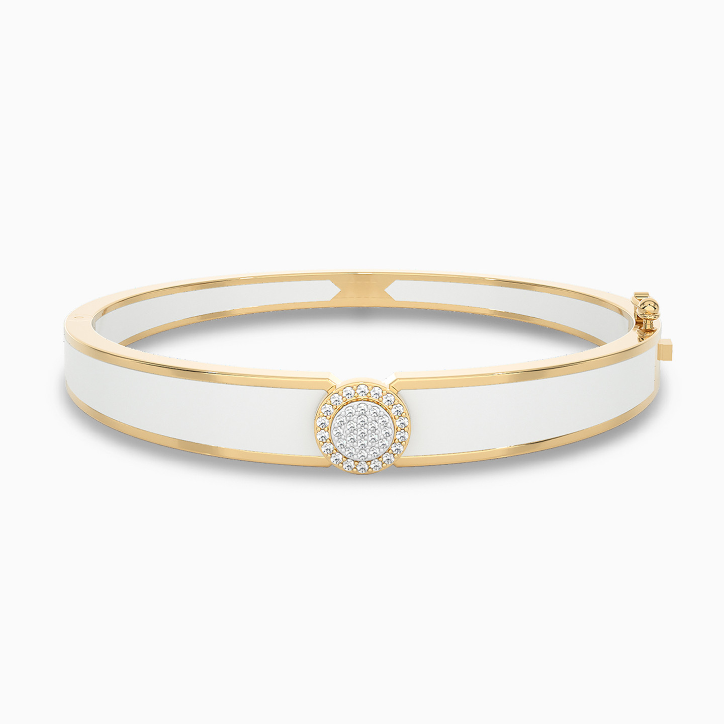 Circle Diamond & Enamel Coated Bangle Bracelet in 18K Gold Circle Diamond & Enamel Coated Bangle Bracelet in 18K Gold