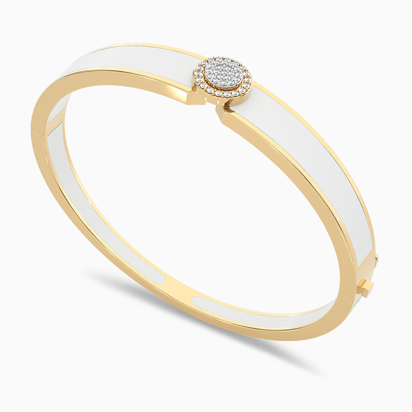 Circle Diamond & Enamel Coated Bangle Bracelet in 18K Gold - 3 Circle Diamond & Enamel Coated Bangle Bracelet in 18K Gold - 3