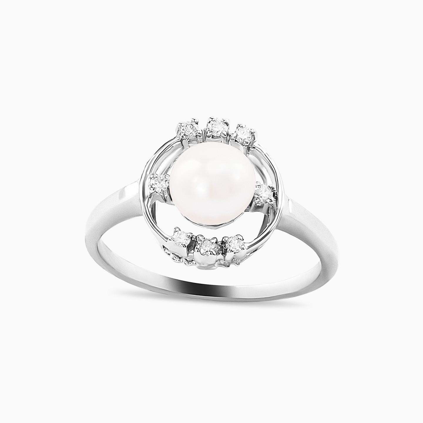 Circle Diamond & Pearl Half Set in 18K Gold (3 Pieces) - 4 Circle Diamond & Pearl Half Set in 18K Gold (3 Pieces) - 4