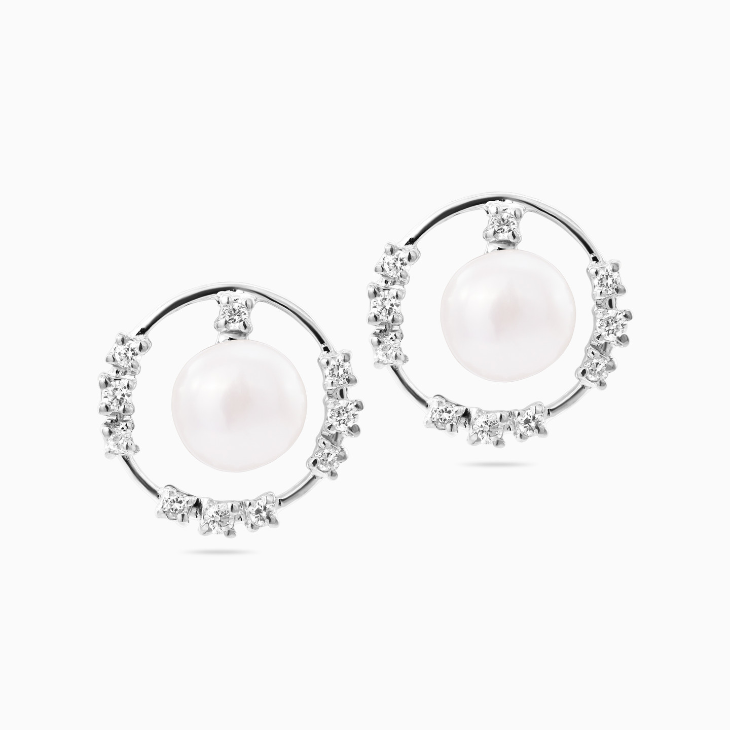 Circle Diamond & Pearl Half Set in 18K Gold (3 Pieces) - 5 Circle Diamond & Pearl Half Set in 18K Gold (3 Pieces) - 5