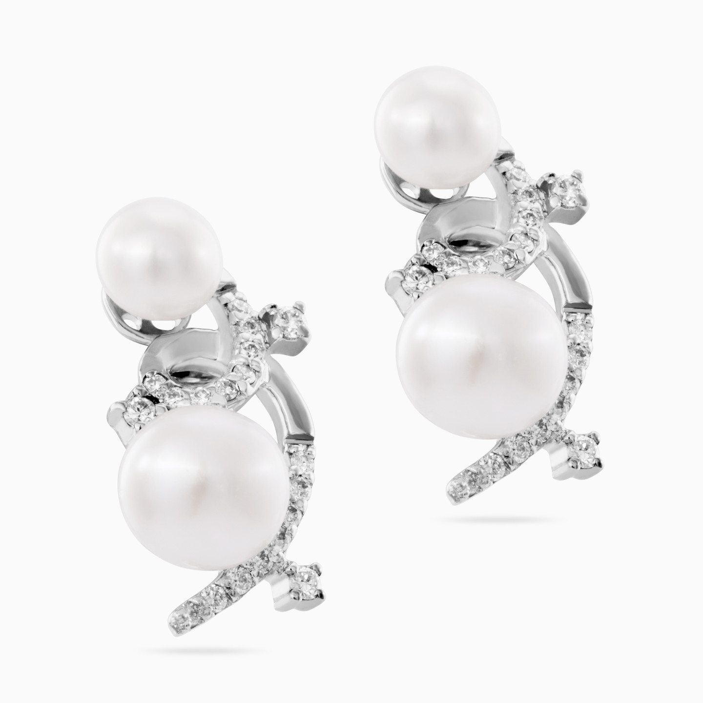 Swirl Diamond & Pearl Half Set in 18K Gold (3 Pieces) | L