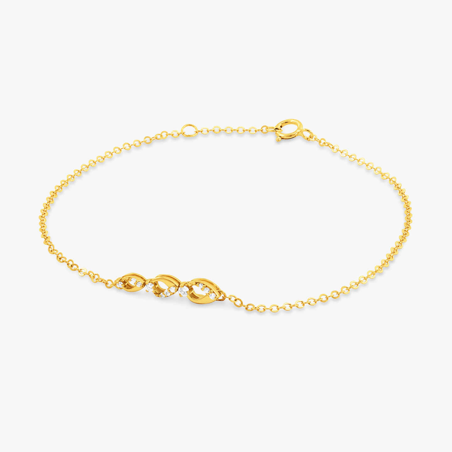 Link Diamond Chain Bracelet in 18K Gold - 2 Link Diamond Chain Bracelet in 18K Gold - 2