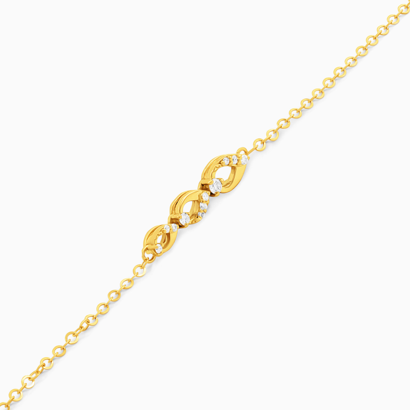 Link Diamond Chain Bracelet in 18K Gold - 3 Link Diamond Chain Bracelet in 18K Gold - 3