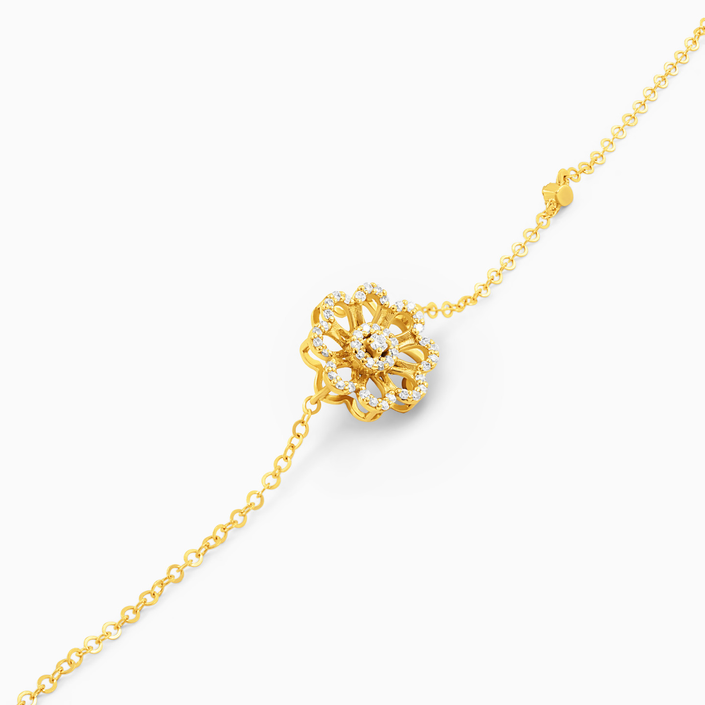 Flower Diamond Chain Bracelet in 18K Gold - 3 Flower Diamond Chain Bracelet in 18K Gold - 3