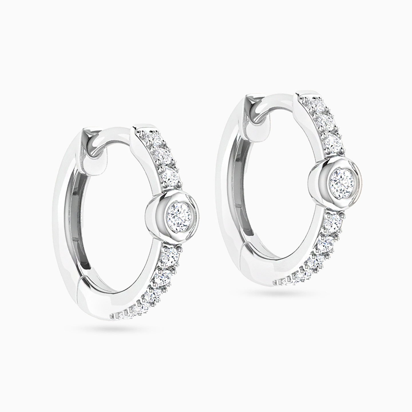 Circle Diamond Hoop Earrings in 18K Gold - 4 Circle Diamond Hoop Earrings in 18K Gold - 4