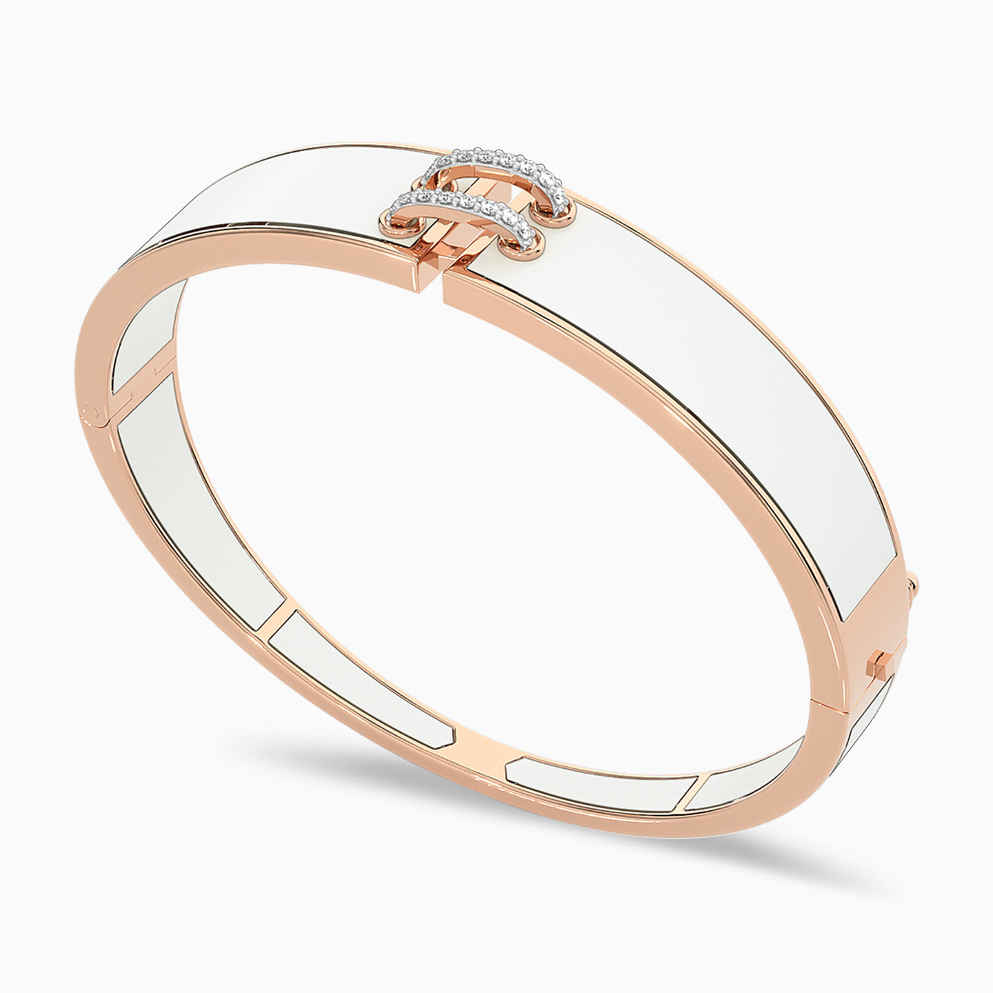 أسورة عريضة ذهب حلقات عيار 18 قيراط مطلية بالمينا ومزينة بالألماس - 3 أسورة عريضة ذهب حلقات عيار 18 قيراط مطلية بالمينا ومزينة بالألماس - 3