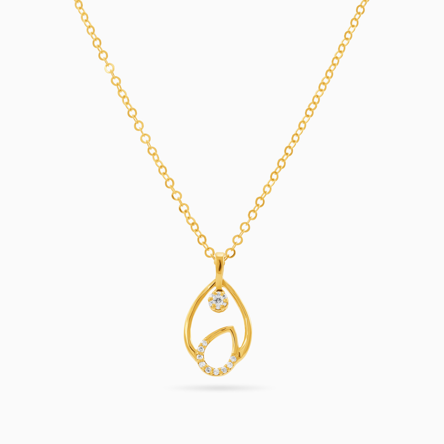 Pear Diamond Necklace in 18K Gold - 3 Pear Diamond Necklace in 18K Gold - 3