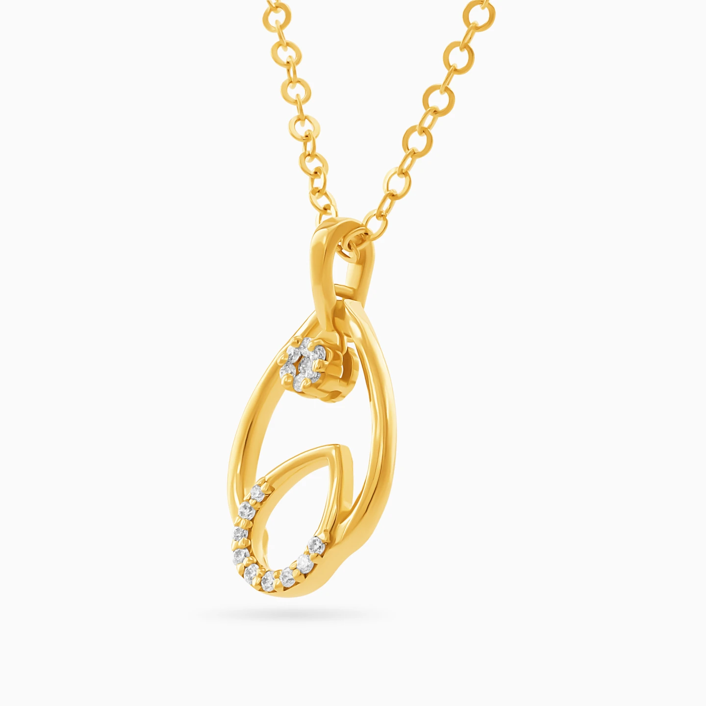 Pear Diamond Necklace in 18K Gold - 2 Pear Diamond Necklace in 18K Gold - 2
