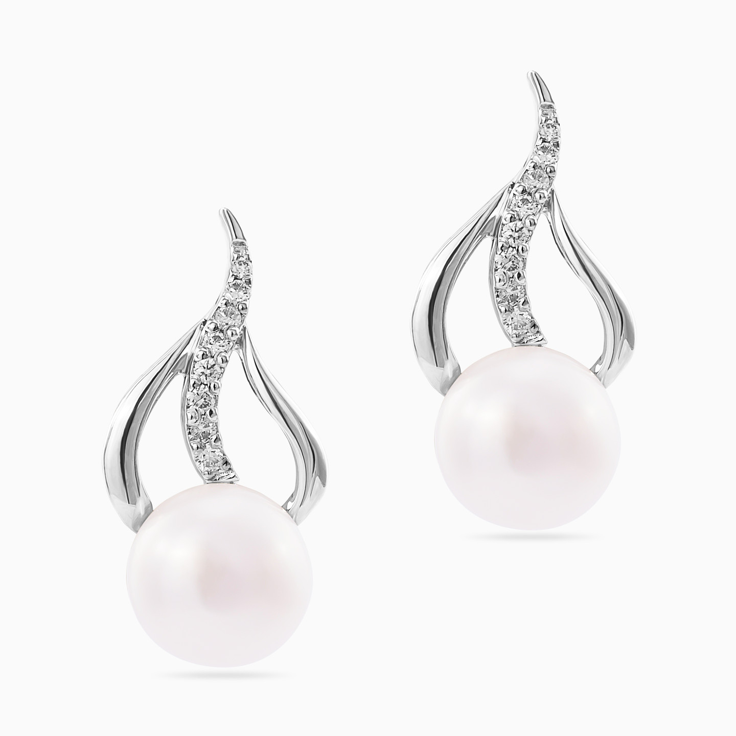 Leaf Diamond & Pearl Half Set in 18K Gold - 3 pieces - 4