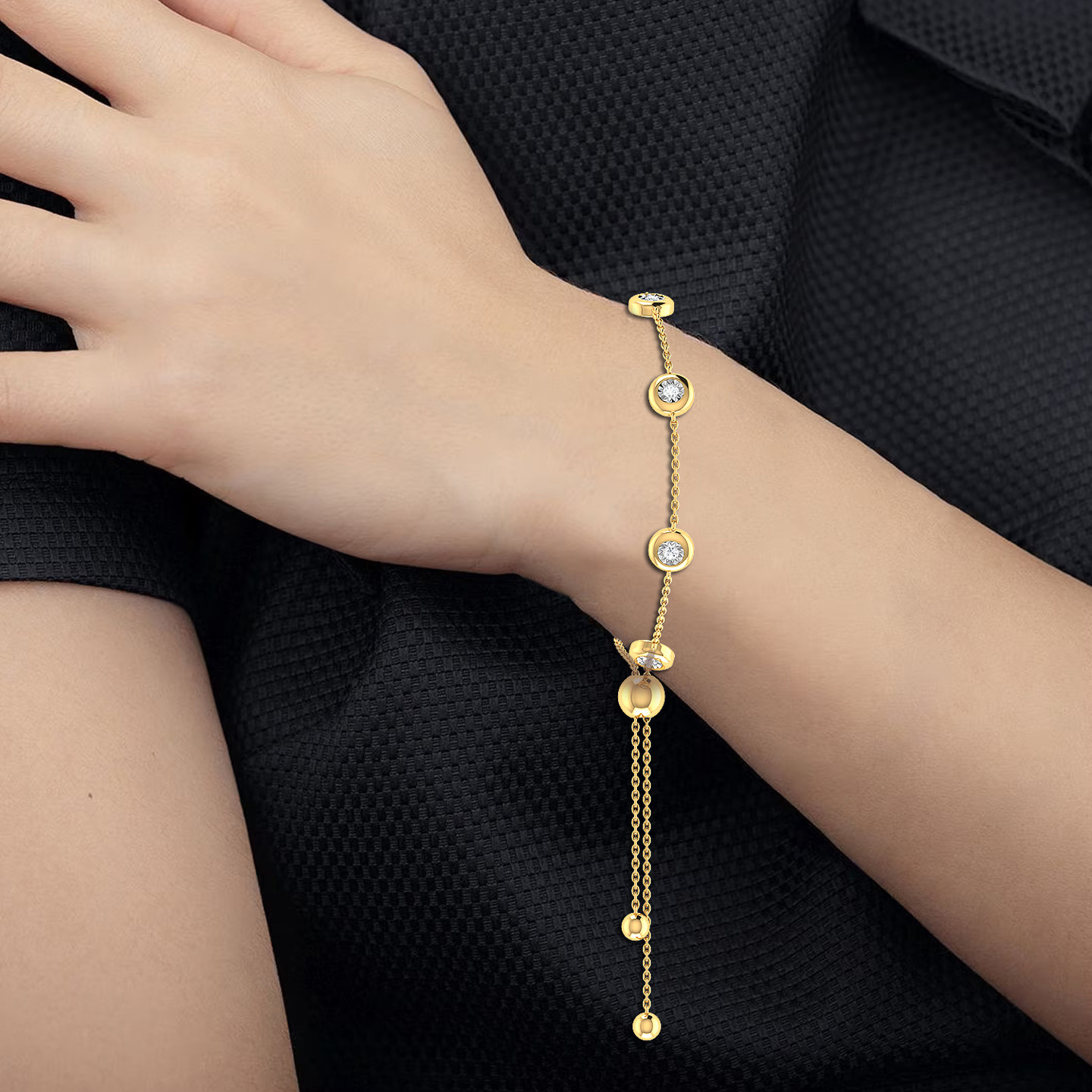 Circle Diamond Chain Bracelet in 18K Gold - 2 Circle Diamond Chain Bracelet in 18K Gold - 2