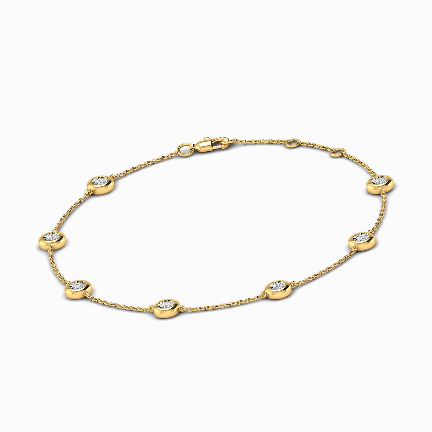 Circle Diamond Chain Bracelet in 18K Gold - 3 Circle Diamond Chain Bracelet in 18K Gold - 3