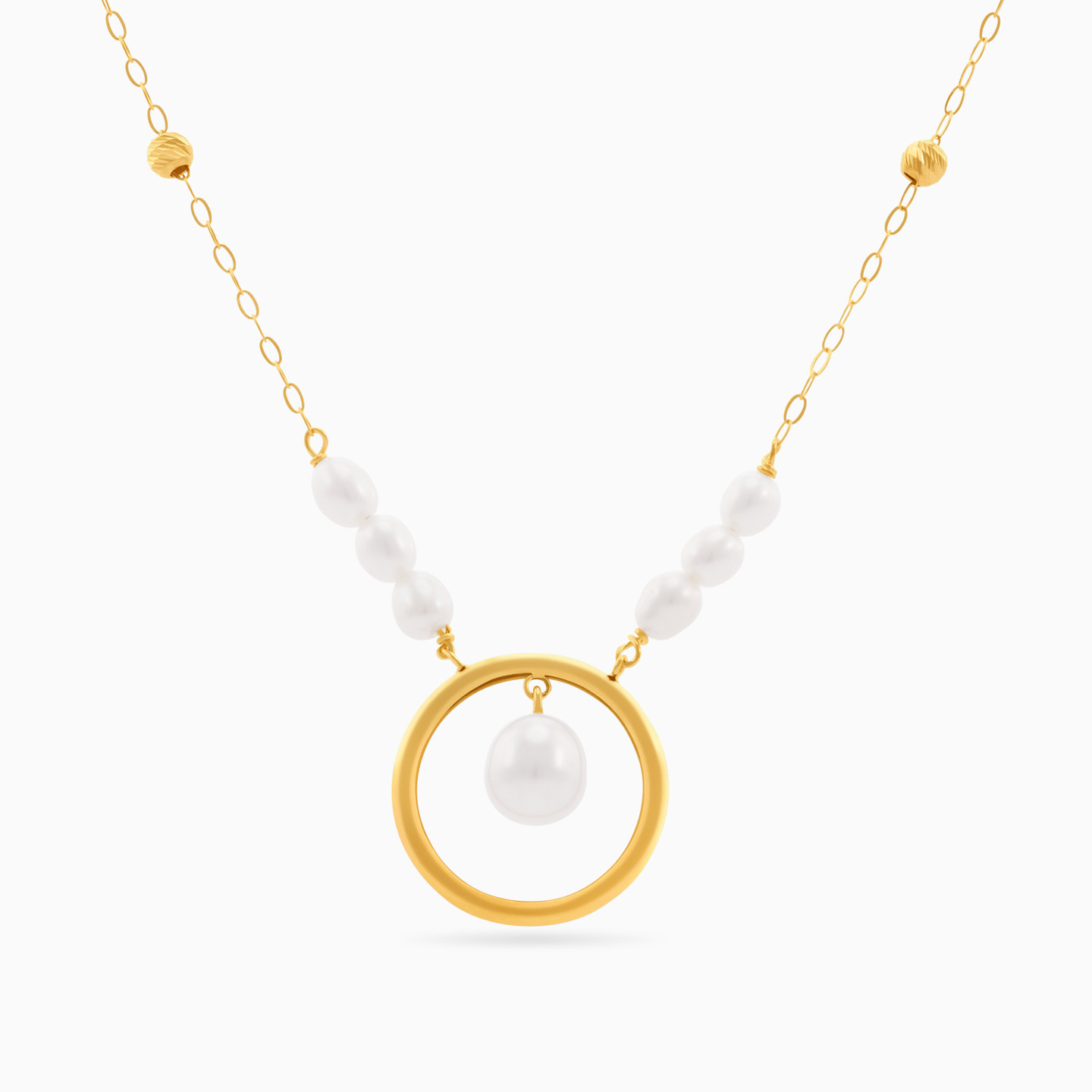 Circle Pearl Necklace in 18K Gold - 3