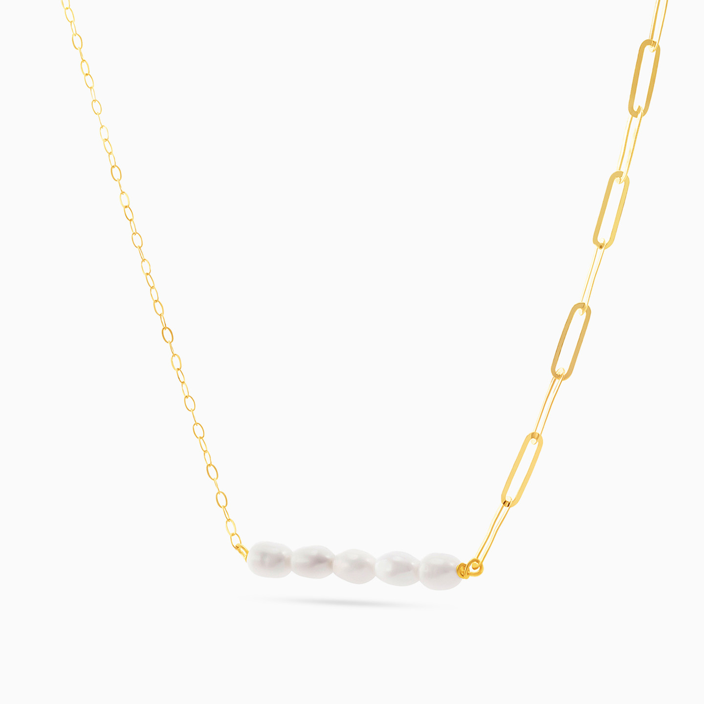 Links Pearl Necklace in 18K Gold - 2 Links Pearl Necklace in 18K Gold - 2