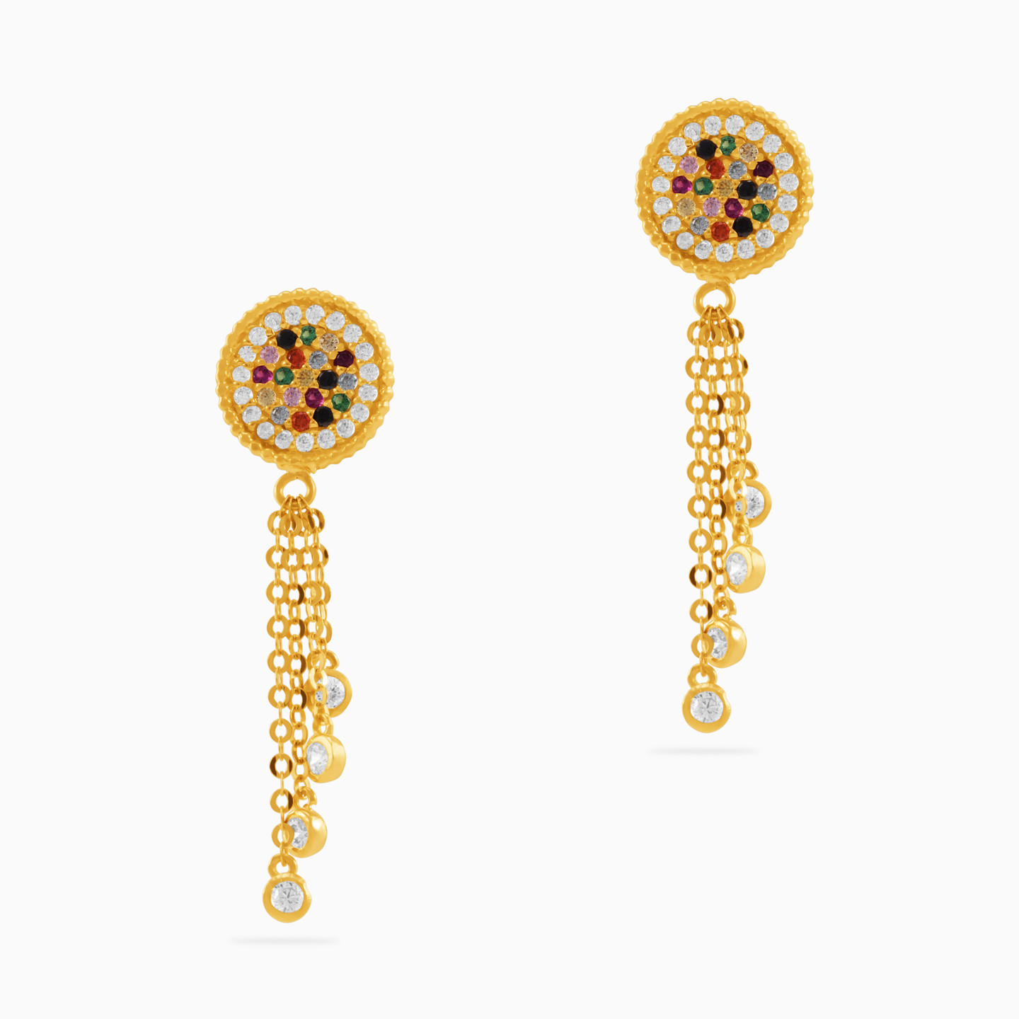 Tassel Colored Stones Drop Earrings in 18K Gold Tassel Colored Stones Drop Earrings in 18K Gold