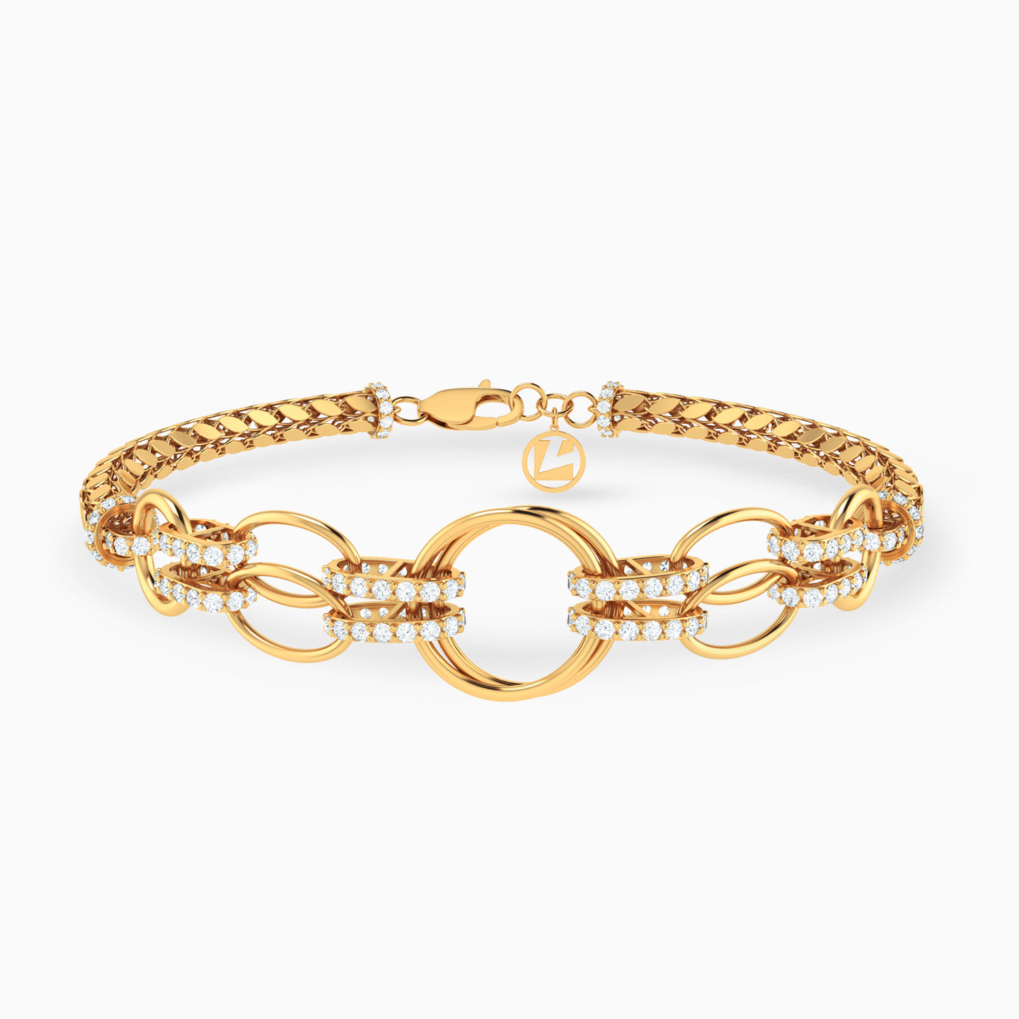 Links Cubic Zirconia Chain Bracelet in 18K Gold Links Cubic Zirconia Chain Bracelet in 18K Gold