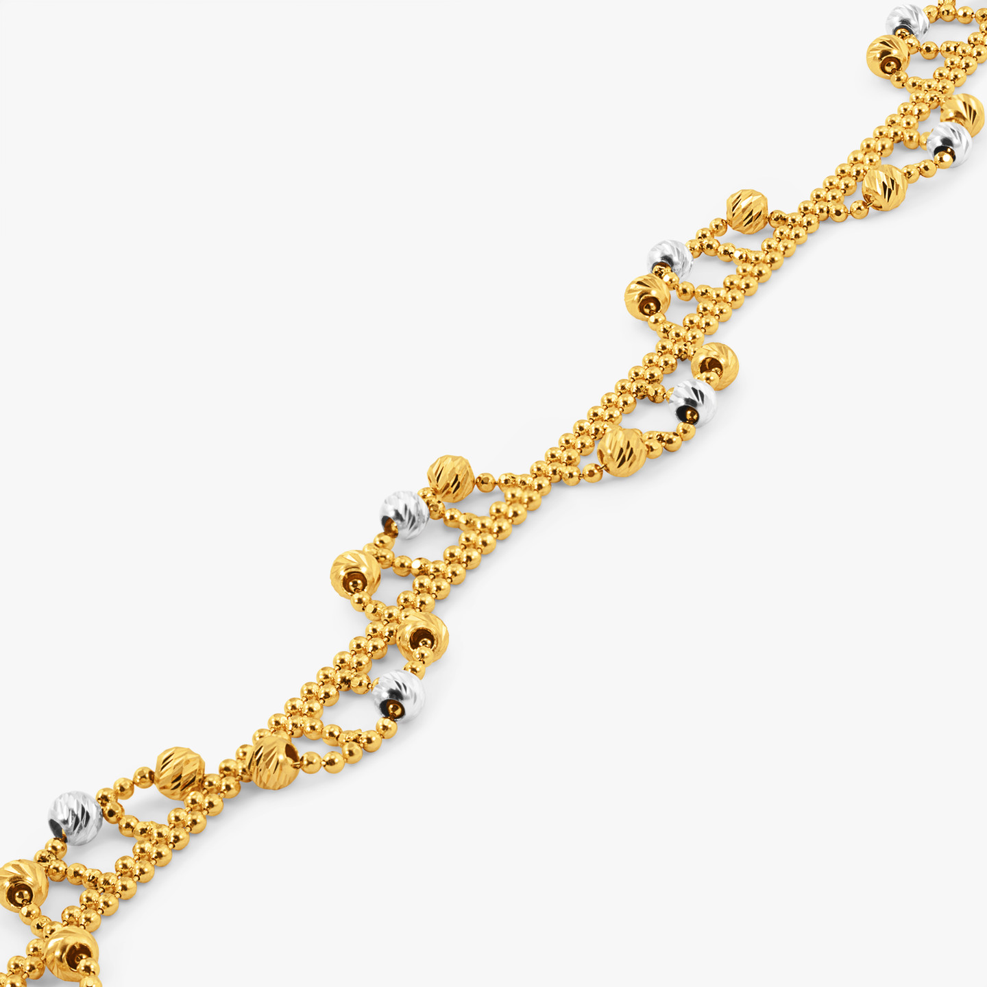 Beaded Chain Bracelet in 21K Gold - 3 Beaded Chain Bracelet in 21K Gold - 3