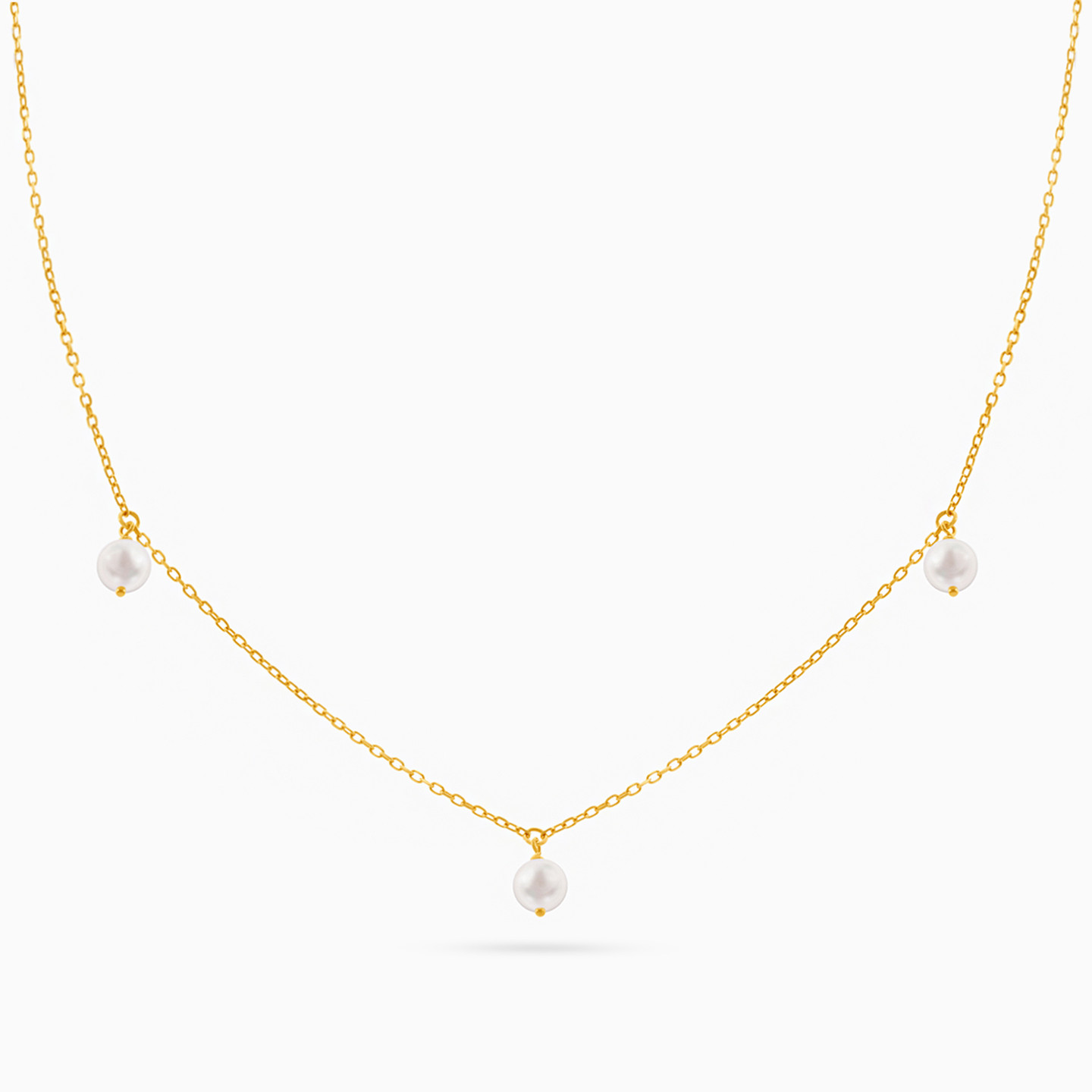 18K Gold Pearl Chain Necklace
