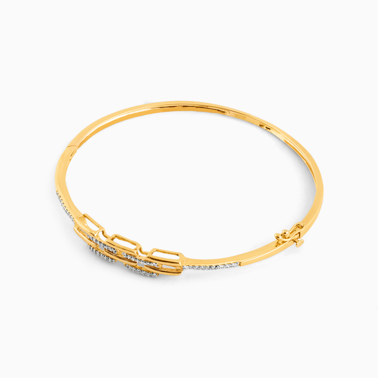 Link Diamond Bangle Bracelet in 18K Gold - 2 Link Diamond Bangle Bracelet in 18K Gold - 2
