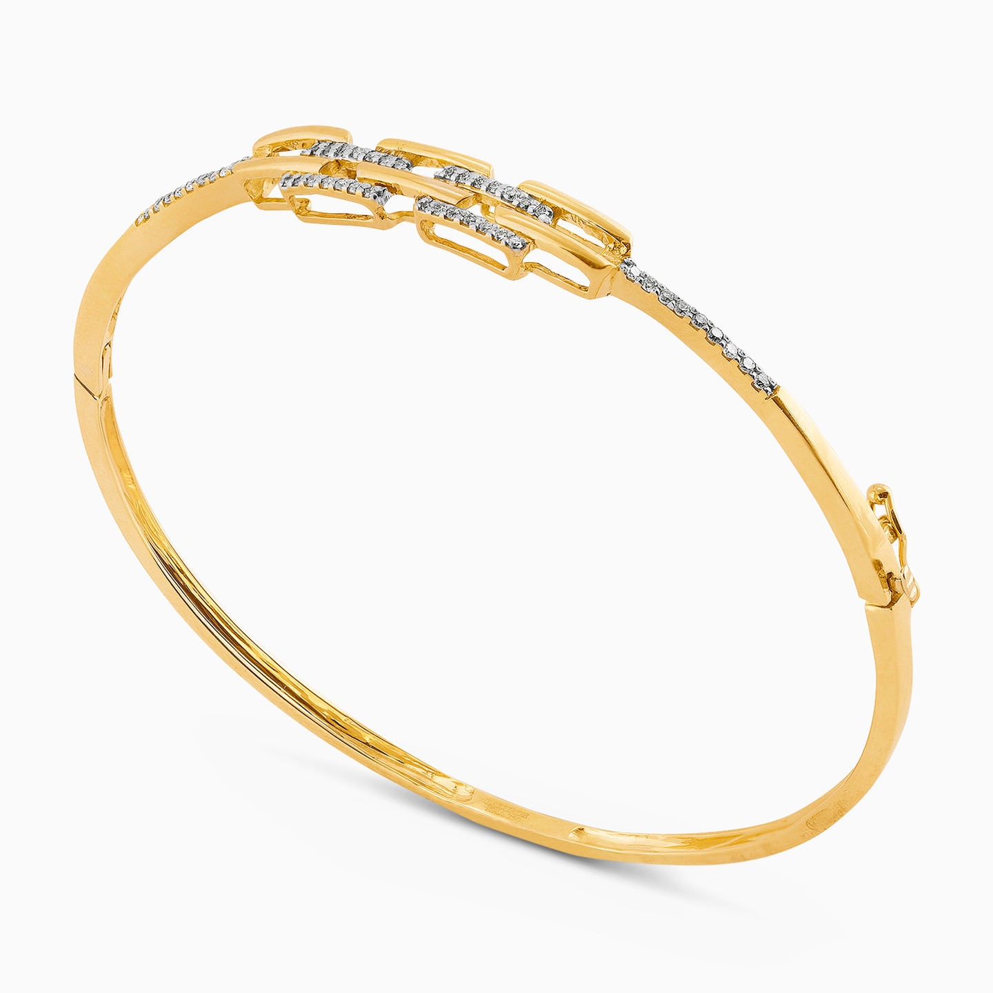 Link Diamond Bangle Bracelet in 18K Gold - 3 Link Diamond Bangle Bracelet in 18K Gold - 3
