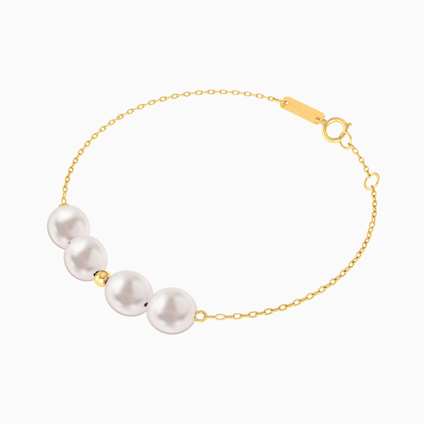 Round Pearl Chain Bracelet in 18K Gold - 2 Round Pearl Chain Bracelet in 18K Gold - 2