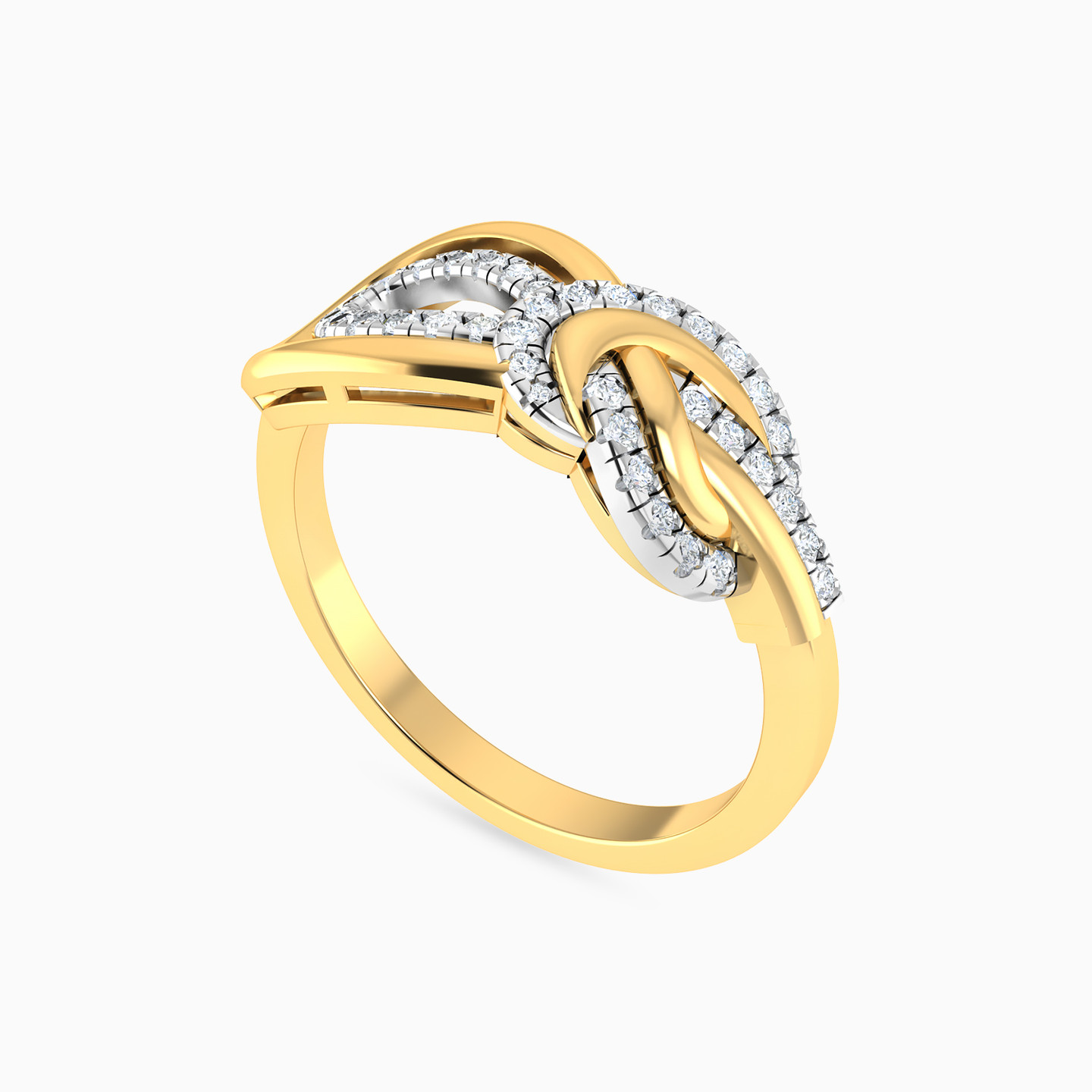 Knot Shaped Diamond Statement Ring in 18K Gold - 2