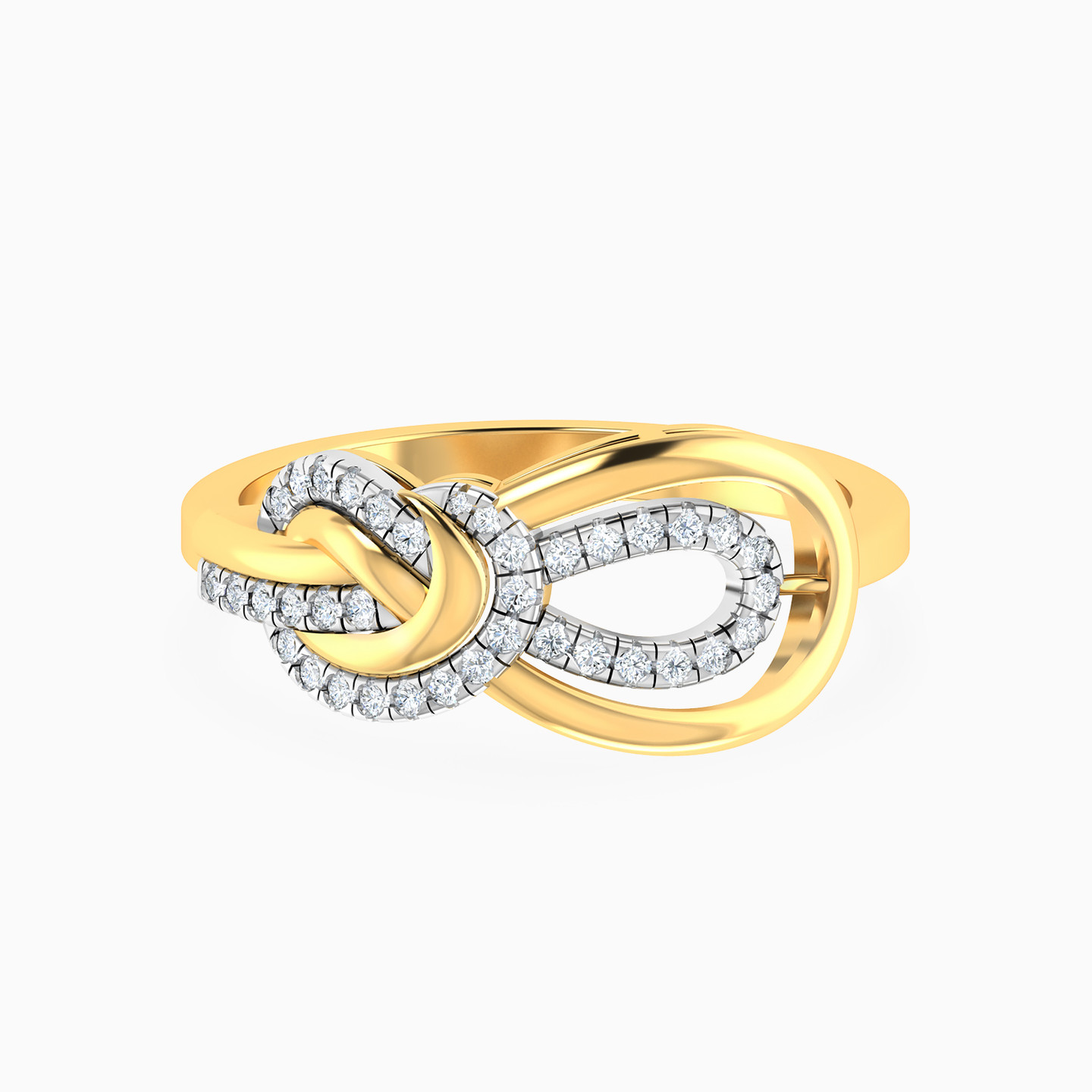 Knot Shaped Diamond Statement Ring in 18K Gold