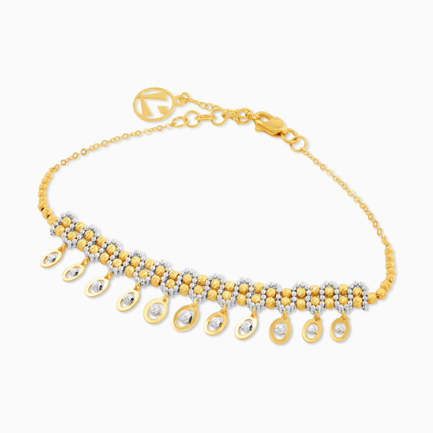 أسورة بسلسلة ذهب خرز عيار 18 قيراط - 2 أسورة بسلسلة ذهب خرز عيار 18 قيراط - 2