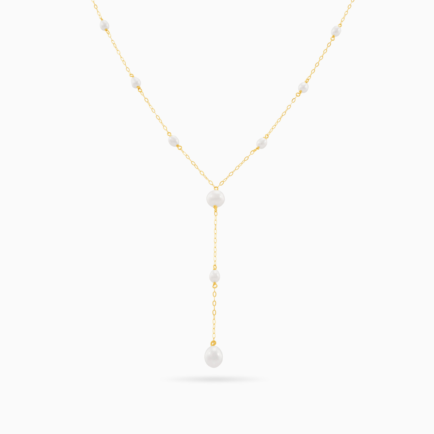 Drop Pearl Necklace in 18K Gold - 3 Drop Pearl Necklace in 18K Gold - 3