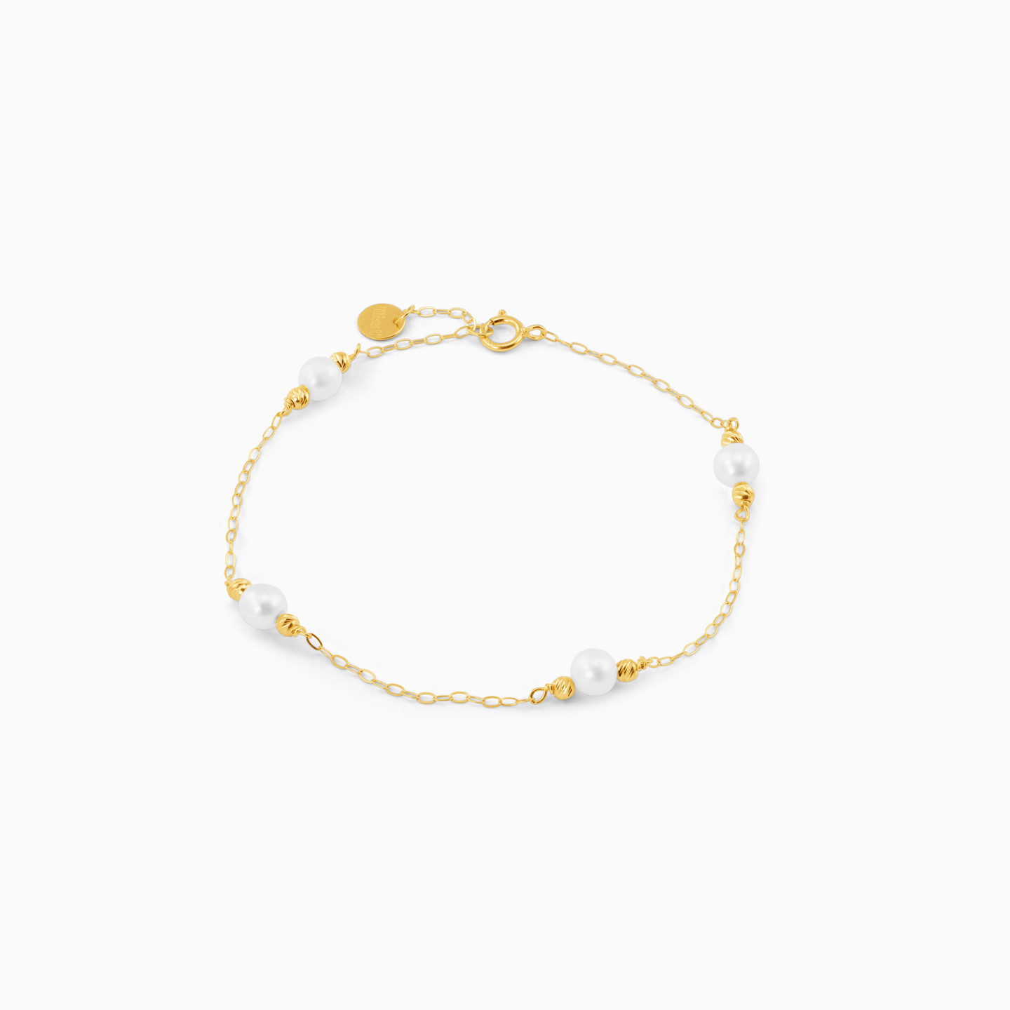 18K Gold Pearl Chain Bracelet