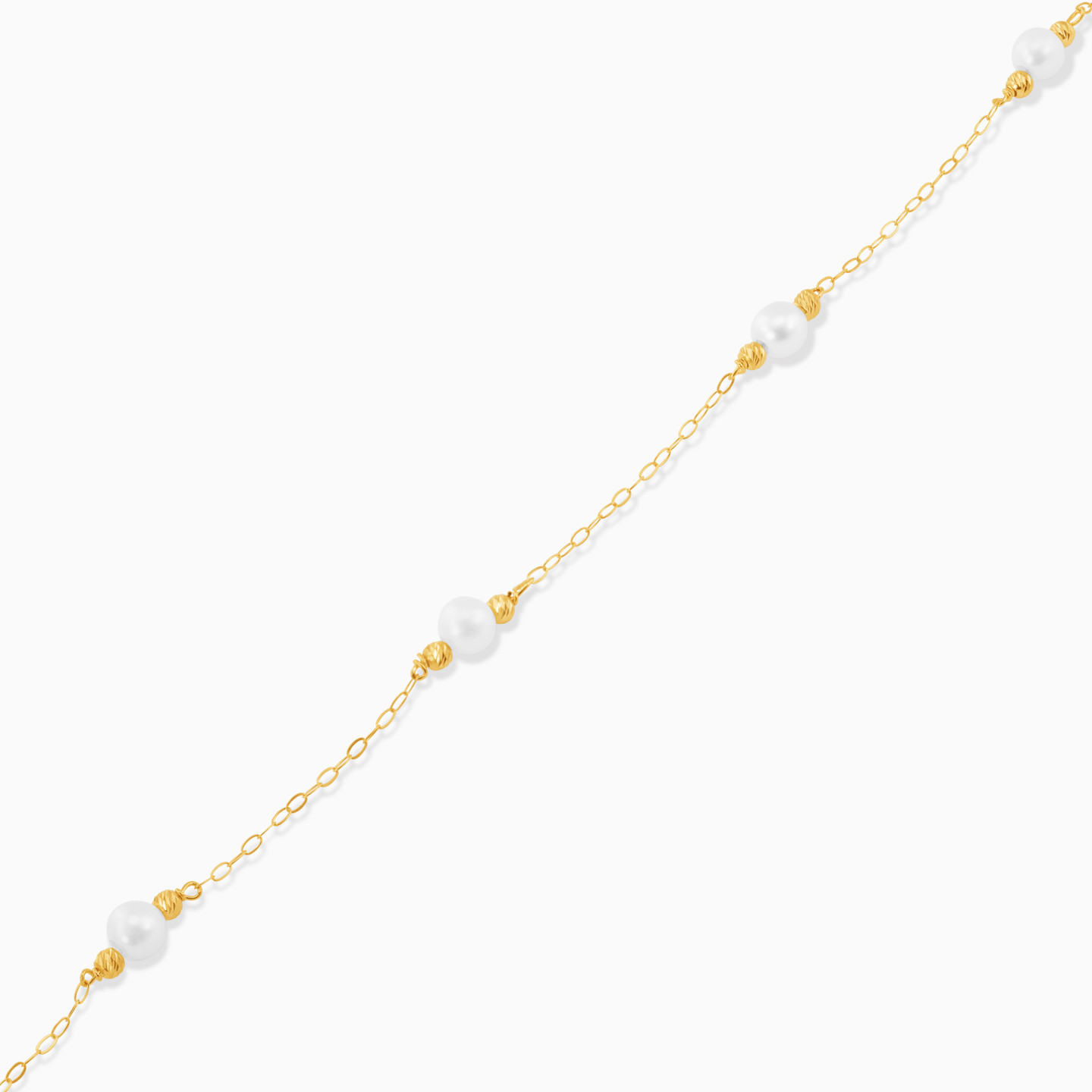 18K Gold Pearl Chain Bracelet - 3